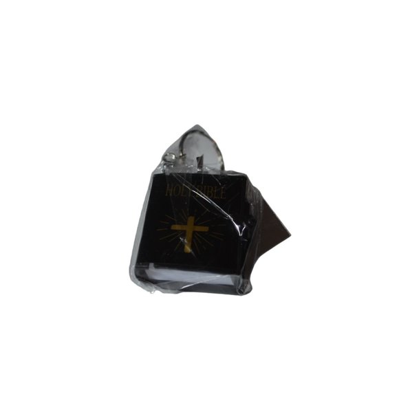 Key Chain Miniature Book Holy Bible with Text Readable Black 1.75'x1.25'x0.25' - Picture 2 of 5